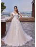 Illusion Neck Beaded Lace Tulle Sexy Modern Wedding Dress